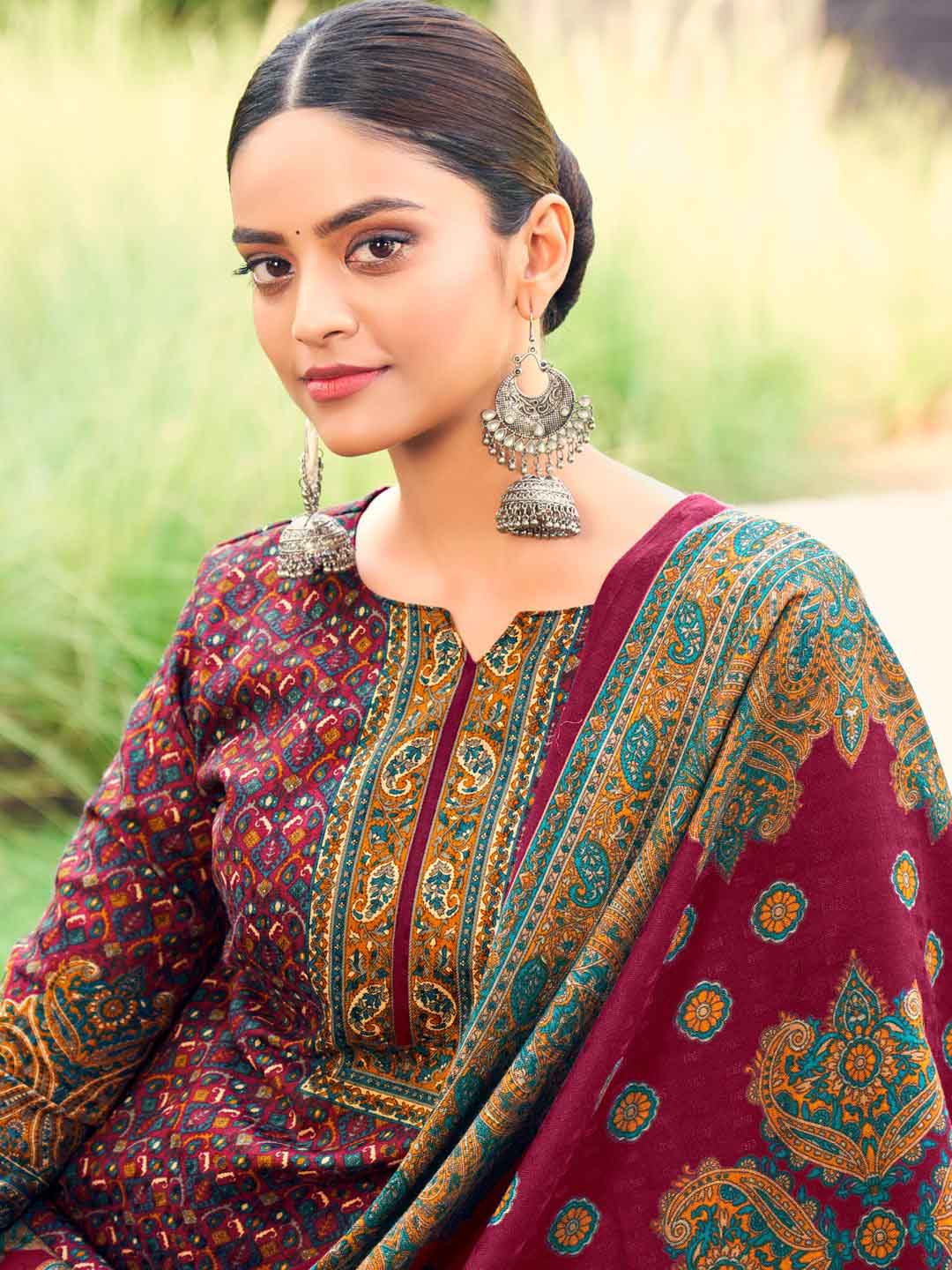 Buy Maroon Red Silk Kameez Golden Banarsi Punjabi Patiala Salwar Suits  Salwar Kameez for Women & Girls Designer Wear Punjabi Party Wear Suits  Online in India - Etsy